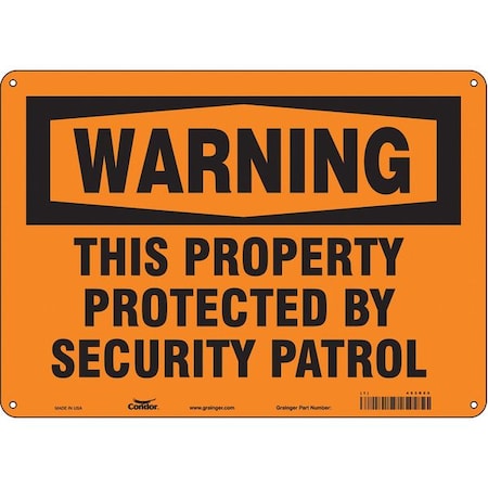 Security Sign, 10 In H, 14 In W, Aluminum, Horizontal Rectangle, English, 453R55