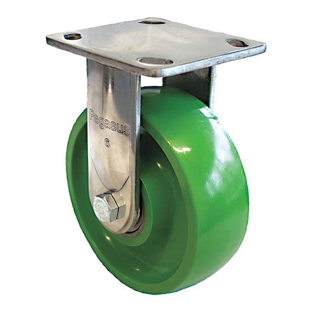 Plate Caster,880 Lb. Load,Green Wheel