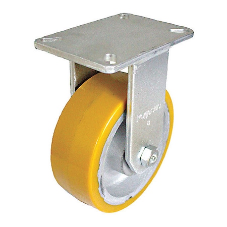 Plate Caster,3000 Lb. Load,Yellow Wheel