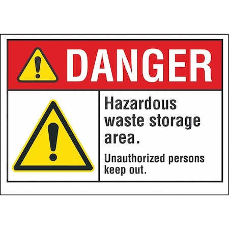 Hazardous Waste Danger Reflective Label, 5 In H, 7 In W,English, LCU4-0067-RD_7X5