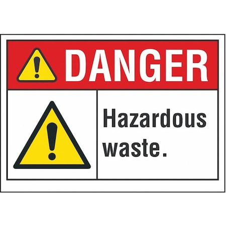 Hazardous Waste Danger Label, 10 In H, 14 In W, Polyester, Horizontal Rectangle, LCU4-0074-ND_14X10