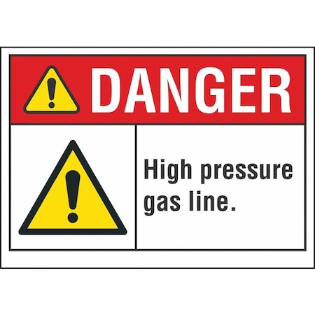 High Pressure Danger Label, 5 In H, 7 In W, Polyester, Horizontal Rectangle, LCU4-0076-ND_7X5