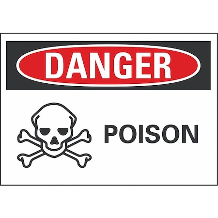 Poison Danger Reflective Label, 5 In H, 7 In W,Horizontal Rectangle, LCU4-0221-RD_7X5