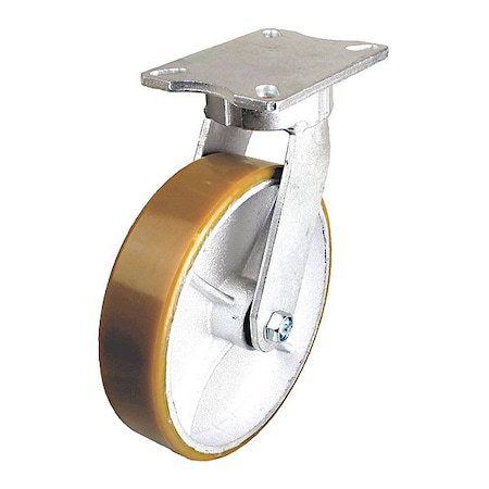 Plate Caster,990 Lb. Load,Yellow Wheel