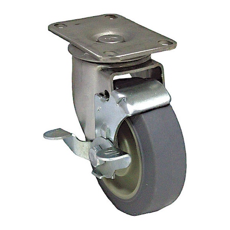 Plate Caster,325 Lb. Load,Gray Wheel
