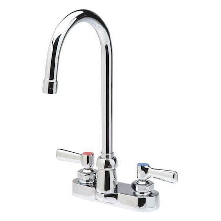 Lever Handle 4 Mount, 2 Hole Gooseneck Bathroom Faucet, Polished Chrome