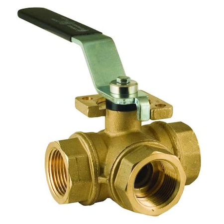 1 NPT Brass Ball Valve 3-Way