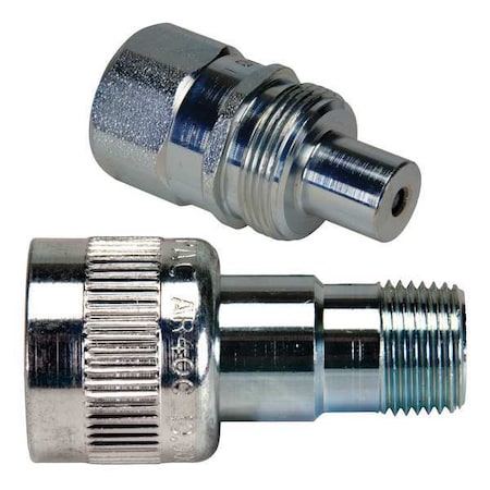 Hydraulic Quick Connect Hose Coupling, Steel Body, Sleeve Lock, 3/8-18 Thread Size