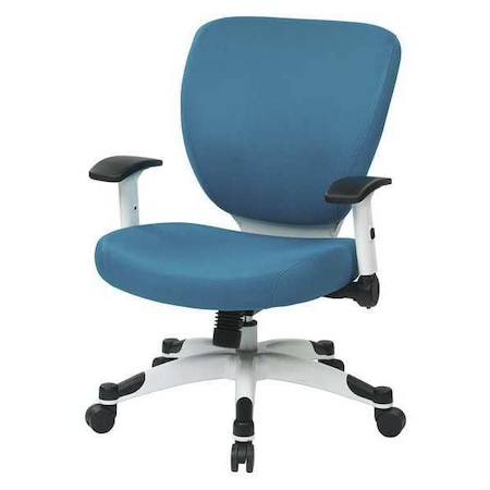 Managerial Chair, Mesh, 16-3/4 To 19-1/2 Height, Adjustable Arms, Blue