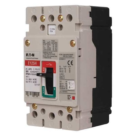 Molded Case Circuit Breaker, 125 A, 347/600V AC, 3 Pole, Free Standing Mounting Style, EG Series