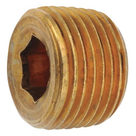 Brass Countersink Plug, MNPT, 1/4 Pipe Size