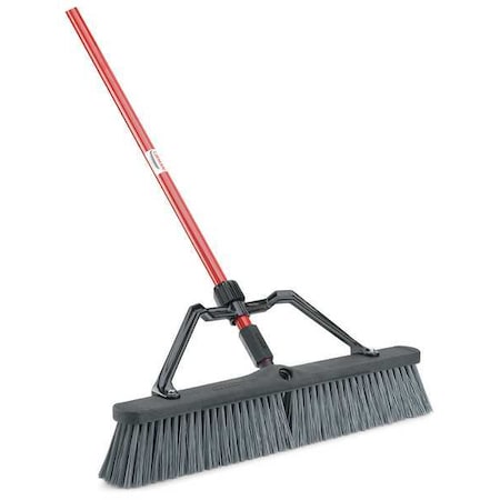 24 In Sweep Face Push Broom, Gray, 60 In L Handle