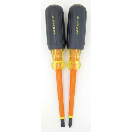 Insulated Screwdriver Set,Slotted/Phillips,2 Pcs