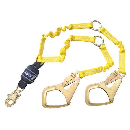 Shock Absorbing Lanyard, 6 Ft., 310 Lb. Weight Capacity, Yellow