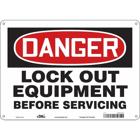 Safety Sign, 10 In Height, 14 In Width, Aluminum, Horizontal Rectangle, English, 469L82
