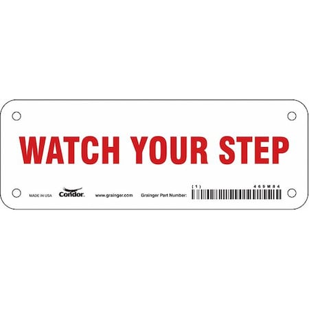 Safety Sign, 2 1/2 In Height, 7 In Width, Aluminum, Horizontal Rectangle, English