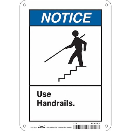 Safety Sign, 10 In Height, 7 In Width, Aluminum, Horizontal Rectangle, English, 469R82