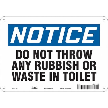 Safety Sign, 7 In Height, 10 In Width, Polyethylene, Vertical Rectangle, English, 469C15