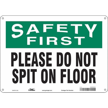 Safety Sign, 10 In Height, 14 In Width, Polyethylene, Horizontal Rectangle, English, 469A59