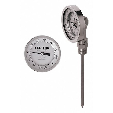 Analog Dial Thermometer,Stem 2-1/2 L