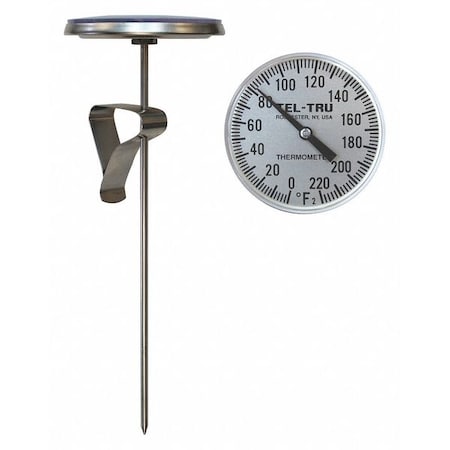 Analog Dial Thermometer,Stem 8 L