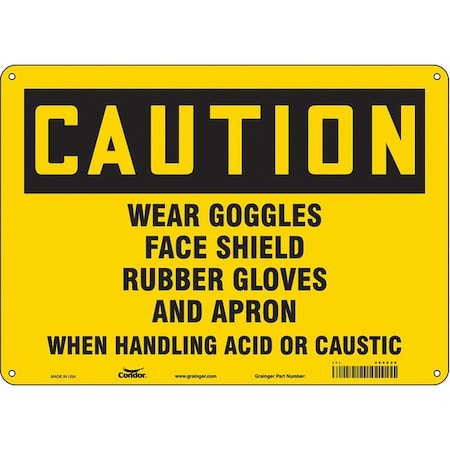 Safety Sign, 10 In Height, 14 In Width, Aluminum, Horizontal Rectangle, English, 464X28