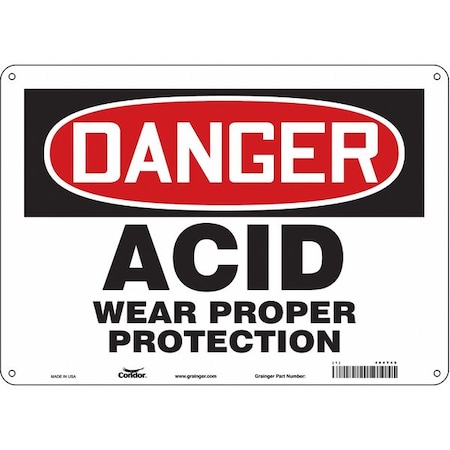 Safety Sign, 10 In Height, 14 In Width, Polyethylene, Horizontal Rectangle, English, 464Y48