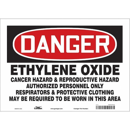 Safety Sign, 10 In Height, 14 In Width, Vinyl, Horizontal Rectangle, English, 464Y62