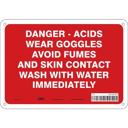 Safety Sign, 7 In Height, 10 In Width, Polyethylene, Vertical Rectangle, English, 464Z80