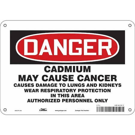 Safety Sign, 7 In Height, 10 In Width, Polyethylene, Vertical Rectangle, English, 464Z01