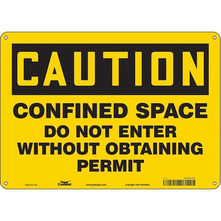 Safety Sign, 10 In Height, 14 In Width, Polyethylene, Horizontal Rectangle, English, 465G46