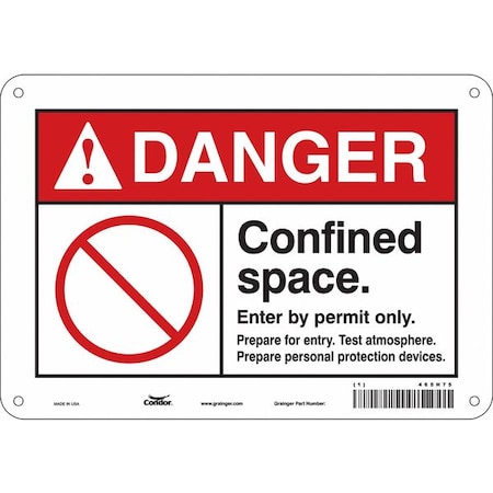Safety Sign, 7 In Height, 10 In Width, Polyethylene, Vertical Rectangle, English, 465H75
