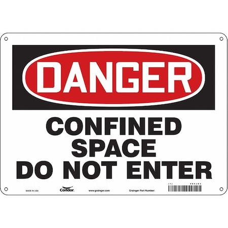 Safety Sign, 10 In Height, 14 In Width, Aluminum, Horizontal Rectangle, English, 465J83