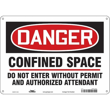 Safety Sign, 10 In Height, 14 In Width, Aluminum, Horizontal Rectangle, English, 465J91
