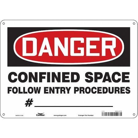 Safety Sign, 10 In Height, 14 In Width, Polyethylene, Horizontal Rectangle, English, 465J79