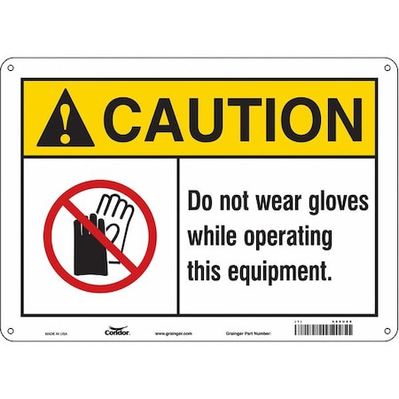 Safety Sign, 10 In Height, 14 In Width, Aluminum, Horizontal Rectangle, English, 465U65