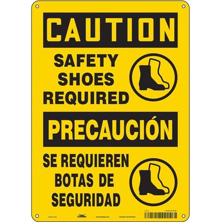 Safety Sign, 14 In Height, 10 In Width, Polyethylene, Vertical Rectangle, English, Spanish, 465V20