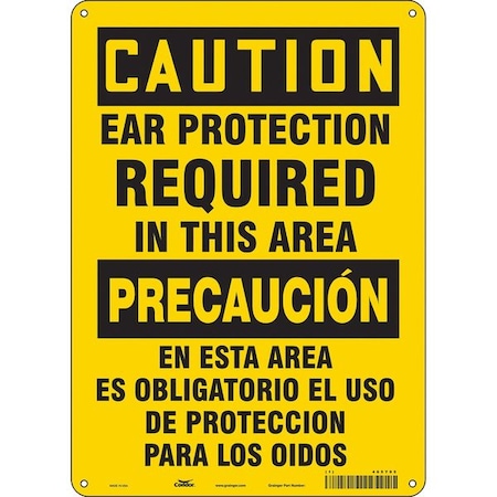 Safety Sign, 14 In Height, 10 In Width, Aluminum, Vertical Rectangle, English, Spanish, 465Y05