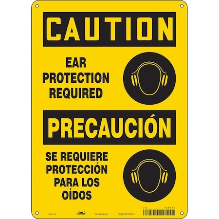 Safety Sign, 14 In Height, 10 In Width, Polyethylene, Vertical Rectangle, English, Spanish, 465Y15