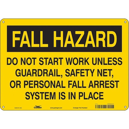 Safety Sign, 10 In Height, 14 In Width, Polyethylene, Horizontal Rectangle, English, 465A21