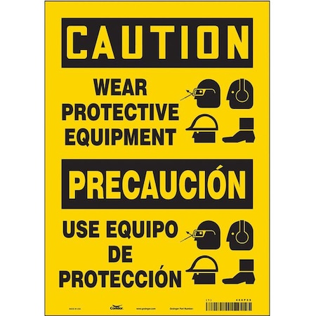 Safety Sign, 14 In Height, 10 In Width, Vinyl, Vertical Rectangle, English, Spanish, 466P59