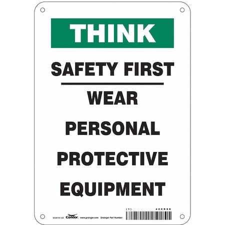 Safety Sign, 10 In Height, 7 In Width, Polyethylene, Horizontal Rectangle, English, 466R98