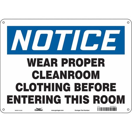 Safety Sign, 10 In Height, 14 In Width, Polyethylene, Horizontal Rectangle, English, 466R61
