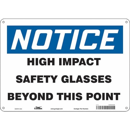Safety Sign, 10 In Height, 14 In Width, Aluminum, Horizontal Rectangle, English, 466Z89