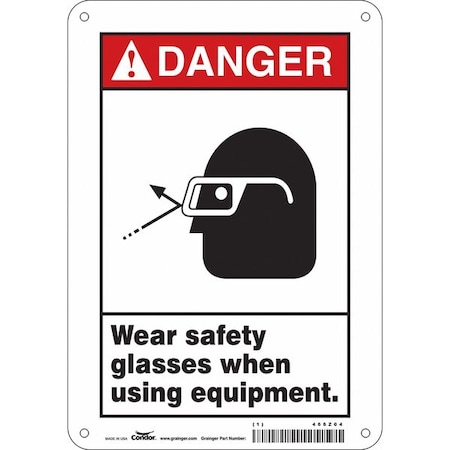 Safety Sign, 10 In Height, 7 In Width, Vinyl, Horizontal Rectangle, English, 466Z04