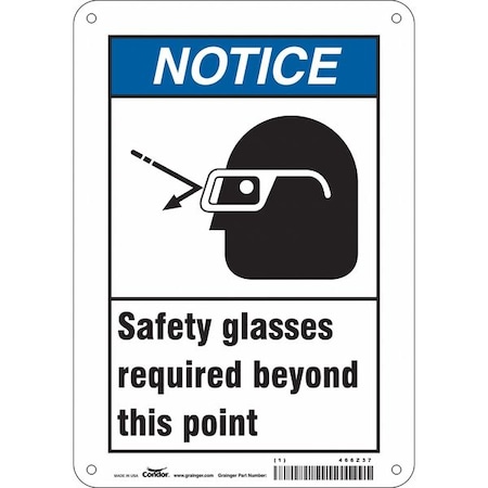 Safety Sign, 10 In Height, 7 In Width, Polyethylene, Horizontal Rectangle, English, 466Z37