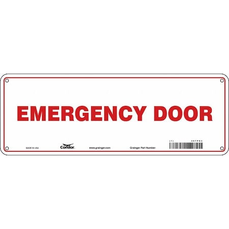 Safety Sign Emergency Exit, 5 In Height, 14 In Width, Polyethylene, Vertical Rectangle, English