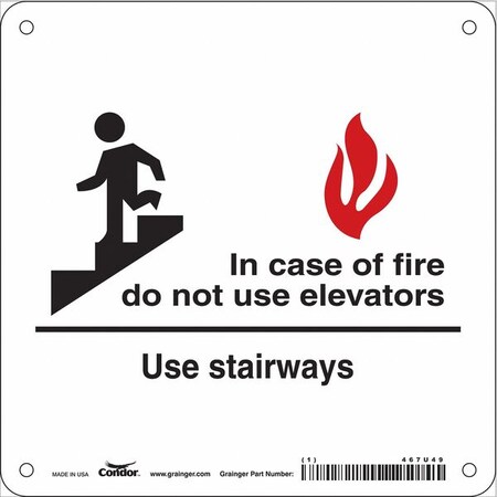 Safety Sign Emergency Exit, 7 In Height, 7 In Width, Fiberglass, Square, English