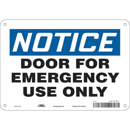 Safety Sign Emergency Exit, 7 In H, 10 In W, Polyethylene, Vertical Rectangle, English, 467V50