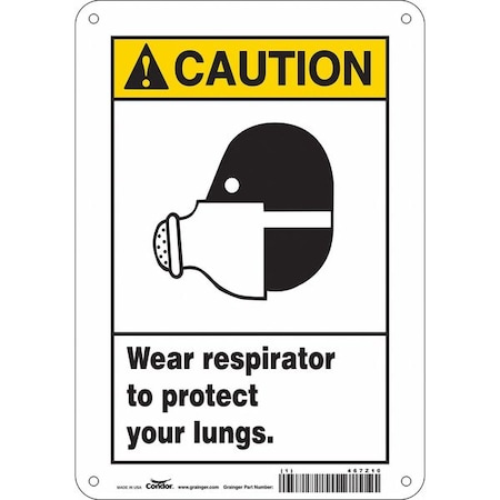 Safety Sign, 10 In Height, 7 In Width, Vinyl, Horizontal Rectangle, English, 467Z10